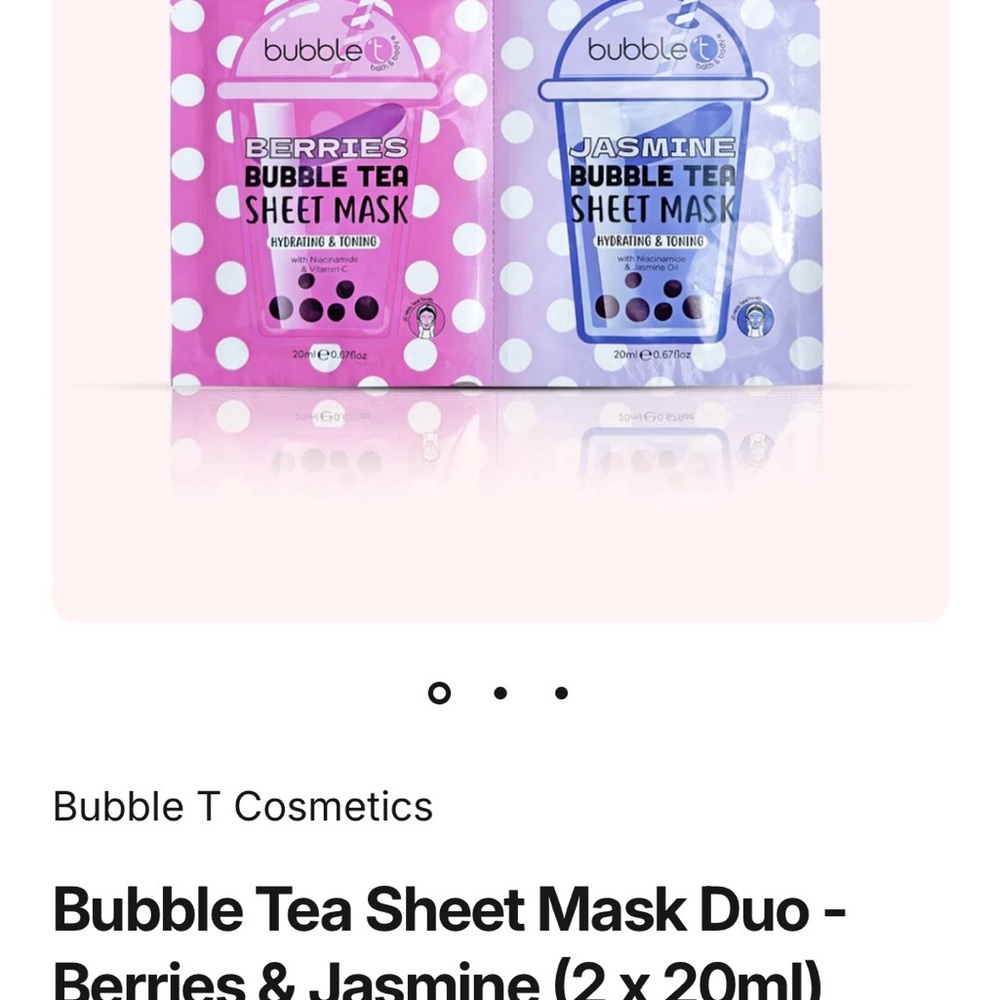 Bubble Tea Sheet Mask Duo - Pink & Blue